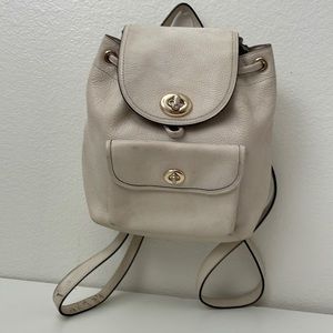 White Small Coach Drawstring Backpack